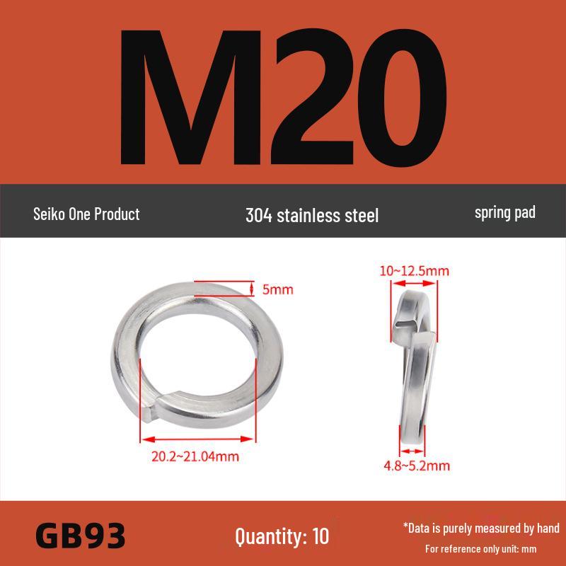 304 Stainless Steel Heavy Duty Spring Washer, Light Duty Thick Washer Spacer GB93