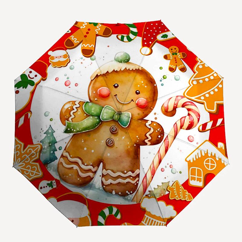 1pc Winter Wonderland Snowman UmbrellaAuto-Open Close, Portable 3-Fold Design, 8-Bone Iron Frame, Outdoor, Festive Gift for Fans, Travelers, Daily Use