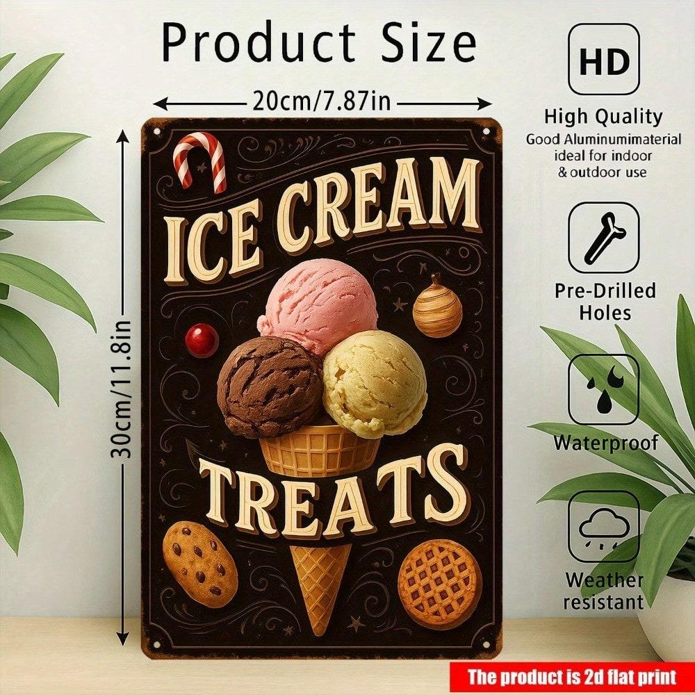 Vintage Ice Cream Metal Sign Wall Decor For Kitchen Cafe Bar