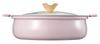 Kakusee Coronto Tabletop Serves Gas Stovetop Ceramic Glass Cute Plump Dusky Pink CT-22 Pot, 24cm, 3-4 People, Double-Handled, Compatible, Coating,