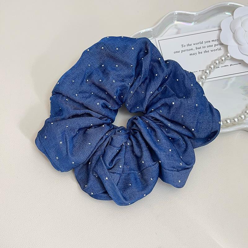 16cm Vintage Retro Denim Blue Scrunchies Women Hair Rope Tie Elastic Hair Band Chic Girls Hairties Hair Accessories