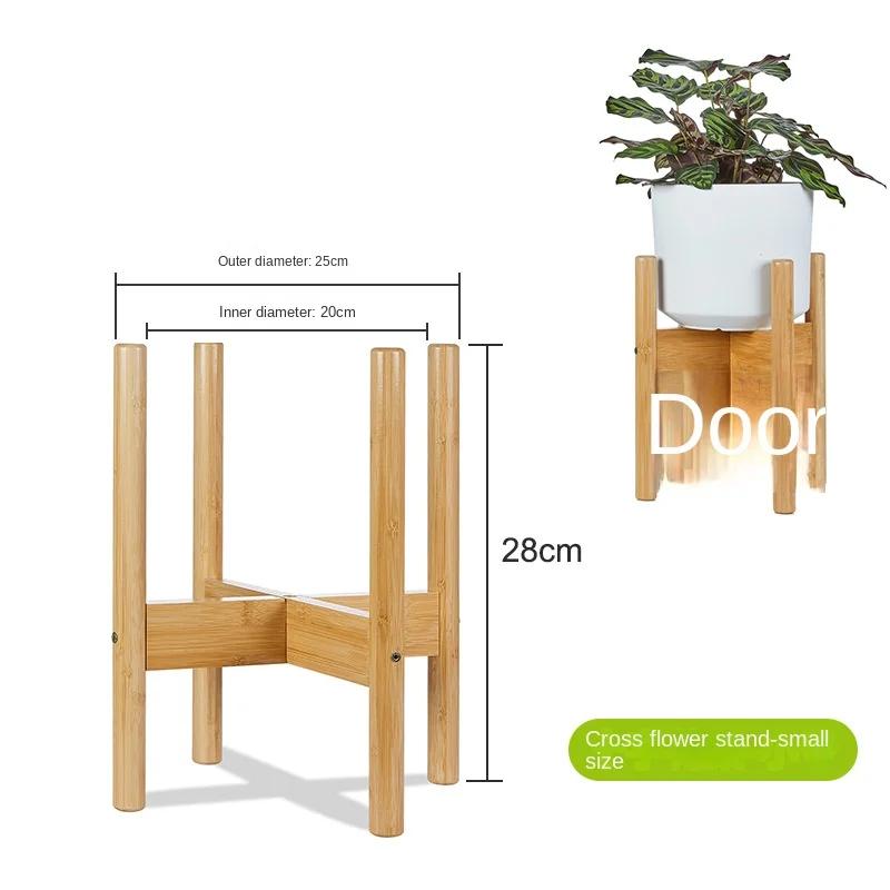 Holzkreuz Vierbeiniger Blumenständer Starker Bonsai Langlebiger Ständer Zuhause Tablett Topf Bambus Ausstellungsregal Halter Pflanzendekor
