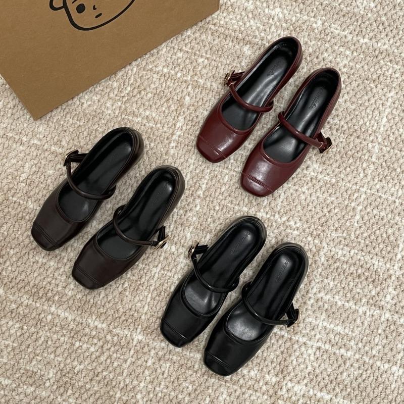 Inner height increase Mary Jane daily gentle wind flat bottom fashion versatile word belt single shoes shallow mouth