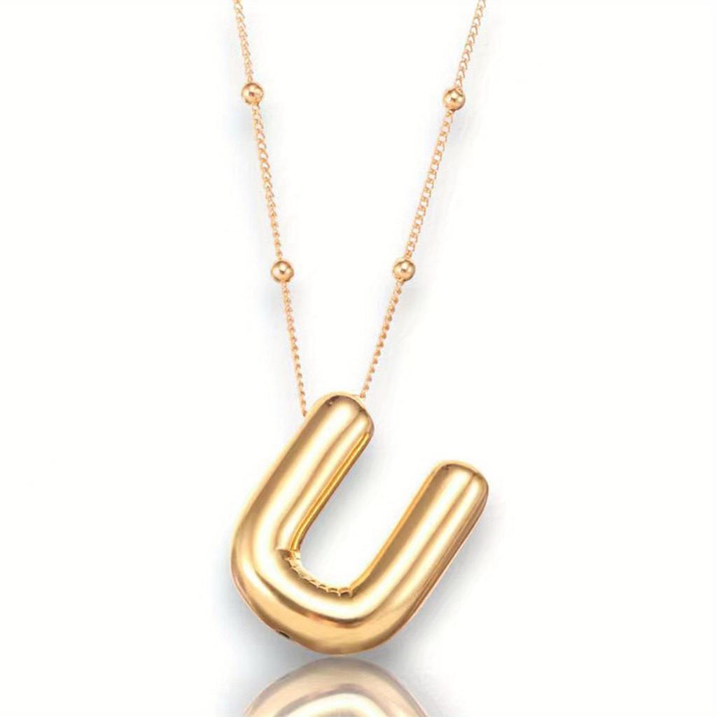 Glossy English Letter Copper Pendant Necklace Jewelry 26 Letter Special Gifts For Women