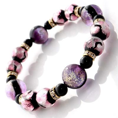 Leuchtendes Glühwürmchen Glas Marine Lila Rosa Armband Okinawa Kraftstein Innendurchmesser [GOLDSTEIN] Ca.. 19,5 cm