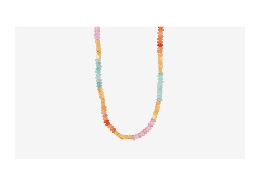 Maillard Reaction Vacation Style Amazonite Crystal Beaded Titanium Steel Necklace