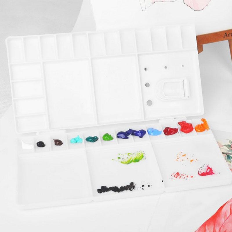 Watercolor Palette Folding Paint Tray Plastic Painting Pallet With 33 Compartmen