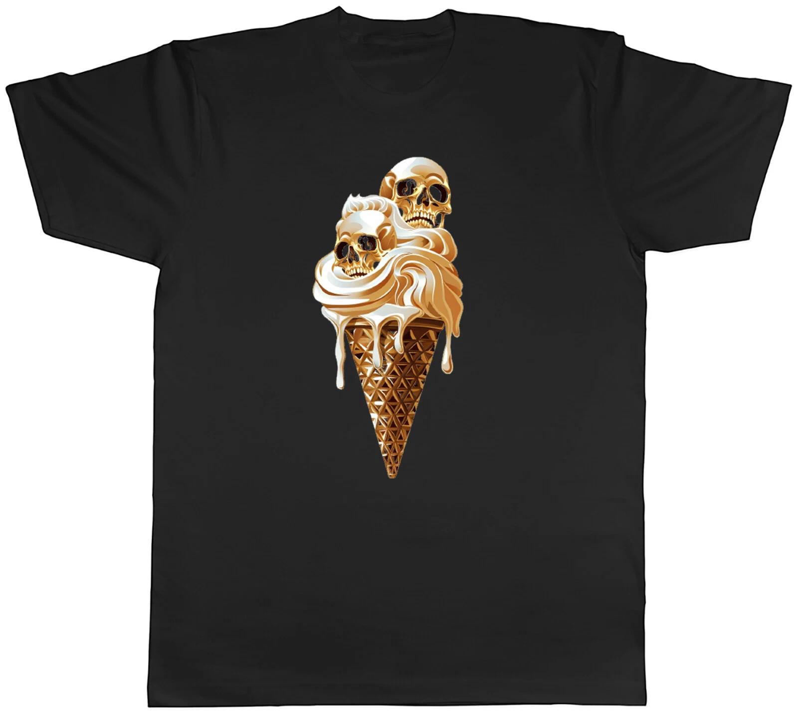 Gothic Ice Cream Cone Mens T-Shirt Skull Head Skeleton Tee Gift XL