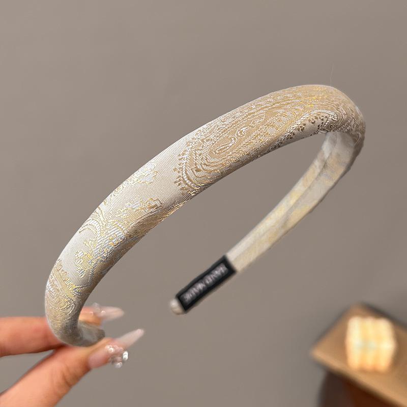Retro Embroidered Flower Fine Hair Hoop for Women Temperament Versatile Headband Outdoor Daily Hair Accessories