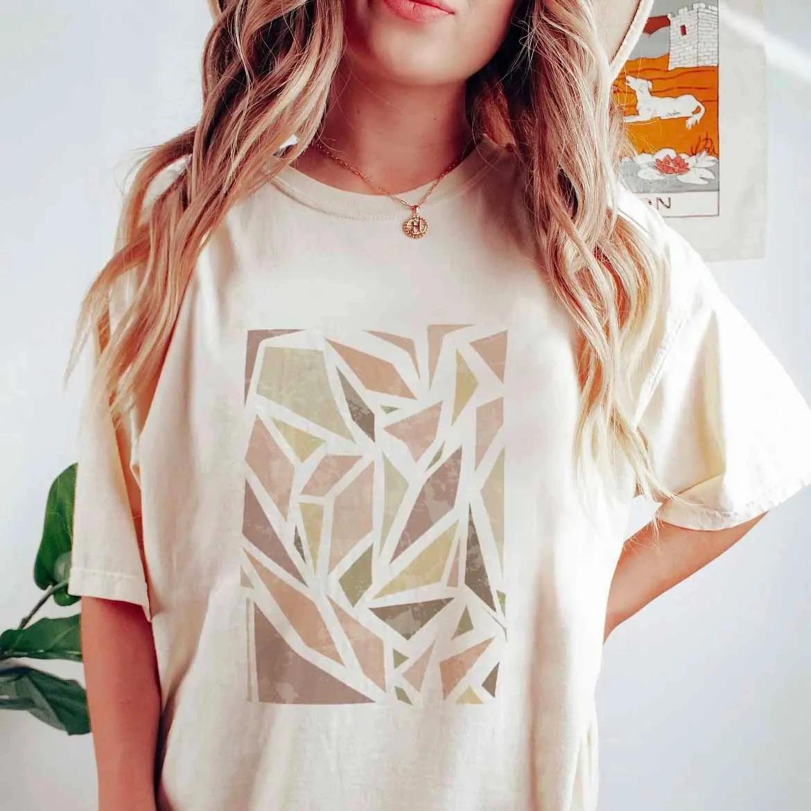 

Patterned Tshirt Short Sleeved Casual Fun Cute Clothing 90s Fashion Sweet Trend Cute Print Womens Round Neck Basic New Tshirt S