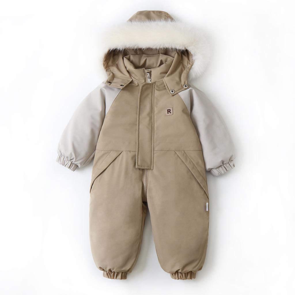 Kids One Piece Snowsuit Grils Boys Snowsuits Colorful Ski Suits Winter Hooded Romper Jumpsuits Toddler Outdoor Jacket Coat Children Snow Suits Outfits