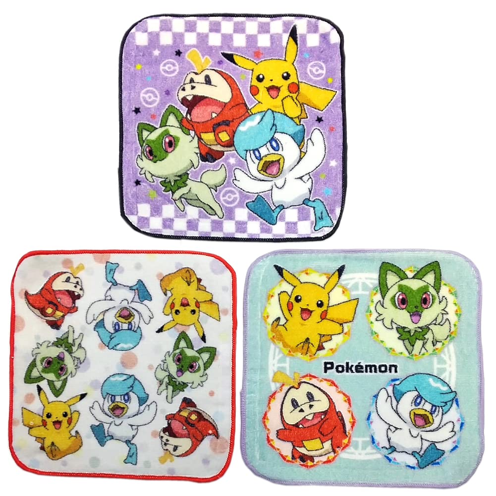 Handkerchief Towel Mini Towel Pocket Monsters Starter Free Pokémon Set, Set, pz-bryshb02 (New Three)