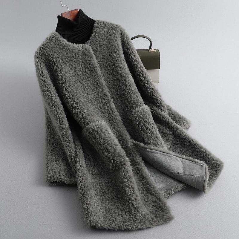 Winter Coat Women's Fleece Coat Lamb Fleece Medium Long Lamb Fur One-piece Fashion Minimalist Casual Long Sleeves Jackets