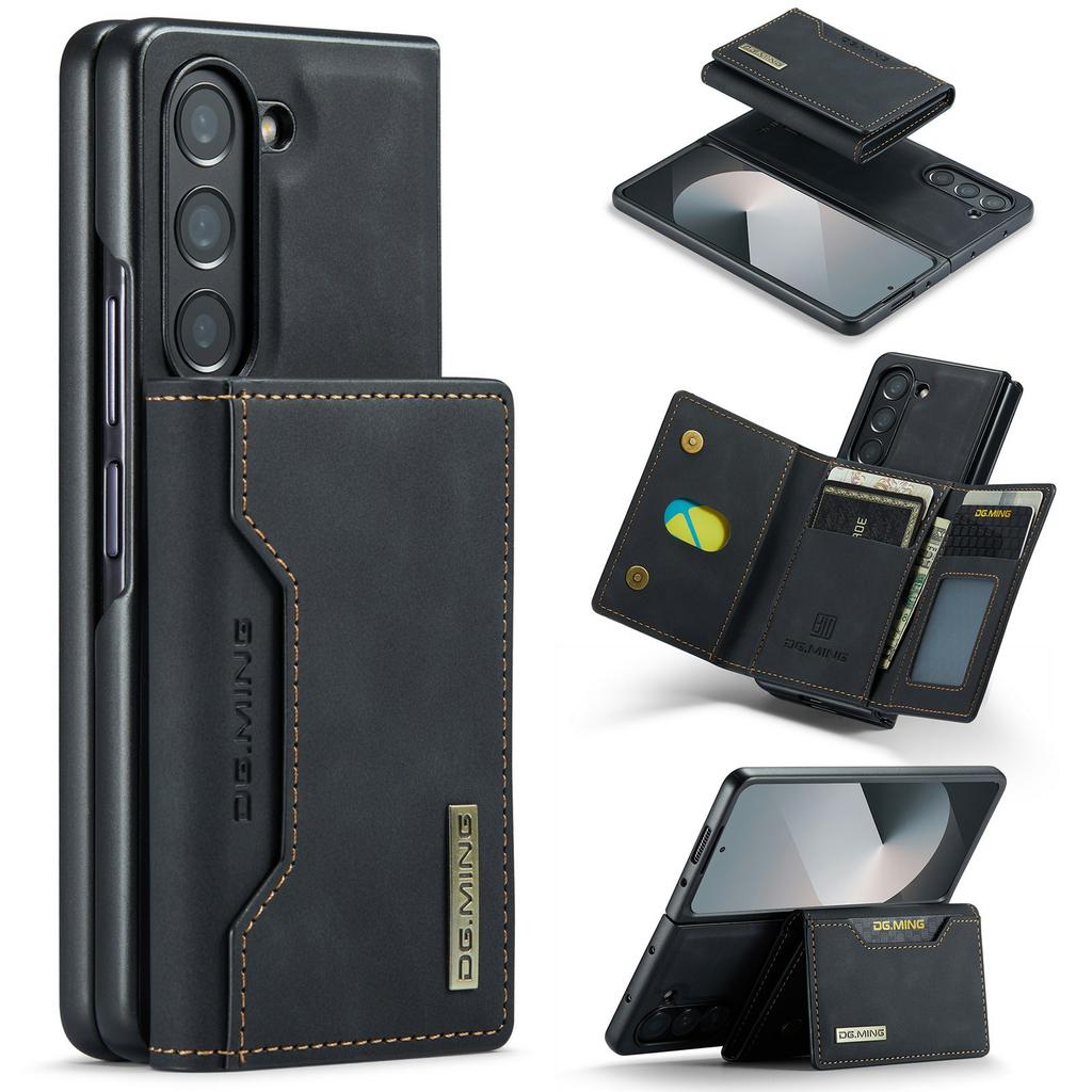 DG.MING M2 Series for Samsung Galaxy Z Fold6 5G Magnetic Case PU + PC + TPU Phone Cover Detachable Wallet Kickstand
