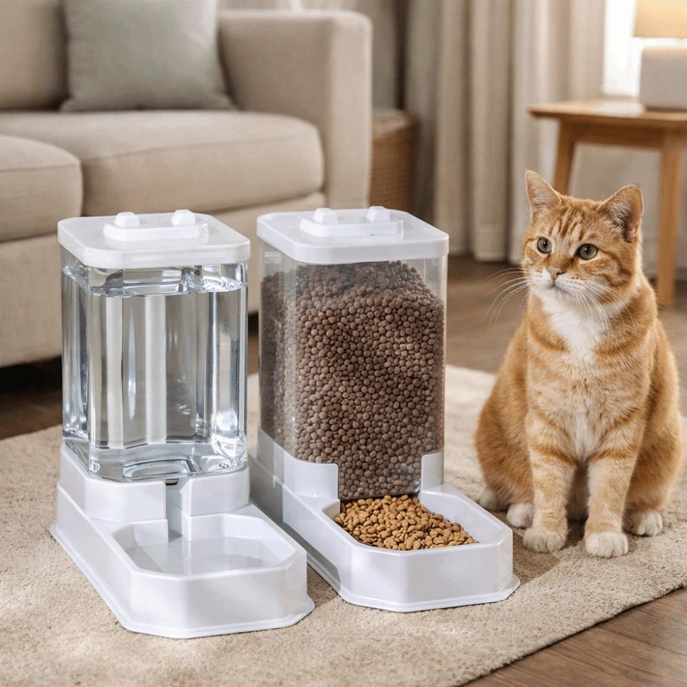 Detachable Automatic Cat Feeder Large Capacity Pet Feeding Drinking Set  Multi-Pet Household