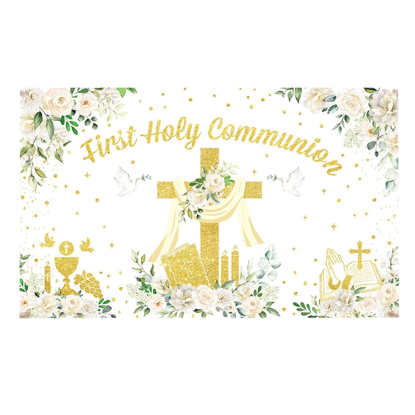 

Customizable First Communion Backdrop Banner for Photography Cake Table Decoration Suitable for Studio Use Size 180x110cm One Size