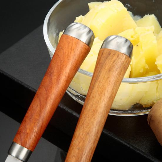 Stainless Steel Potato Masher Wooden Long Handle Multifunctional Manual Carrot Avocado Vegetable Food Mashing Tool Kitchen Gadgets