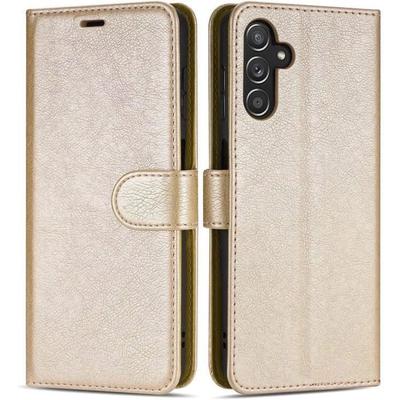 Funda para Samsung A14 4G/5G Dorada Efecto Cuero Anti-Arañazos Anti-Golpes Protección 360 Grados