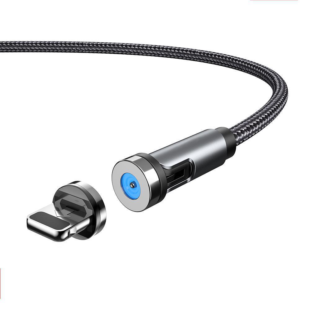 540° Rotating Magnetic 3-in-1 Charging Cable for Android, Apple, and Type-C Devices