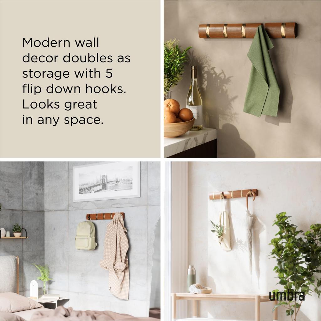 Umbra Wall Hook, Wall Hanger, Storage Hook, Wooden, 23188501227, Walnut/Gold