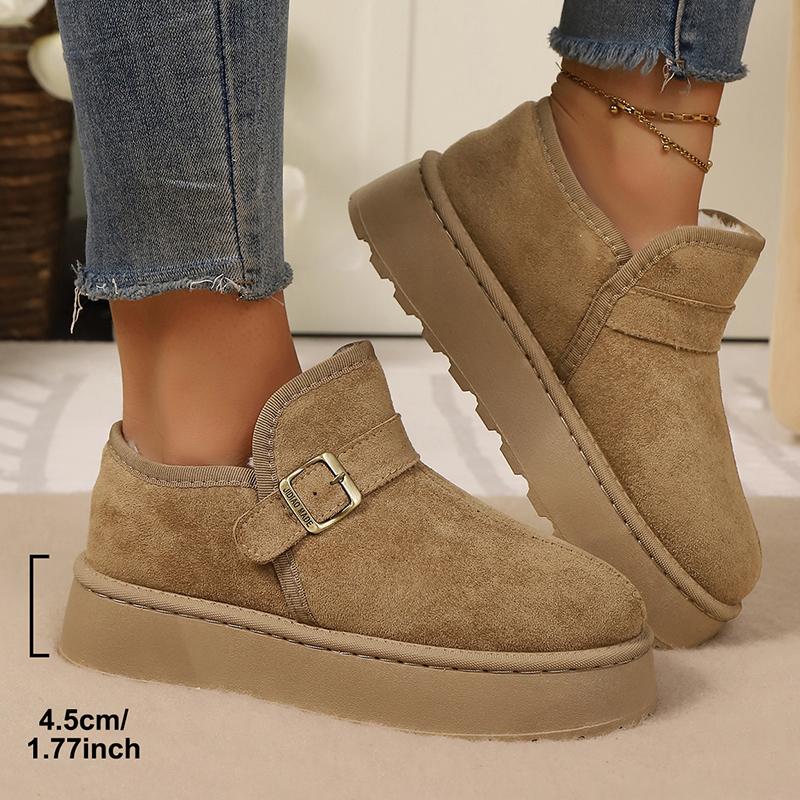 Faux Suede Platform Snow Boots Women Autumn Winter Thicken Plush Ankle Booties Mujer Non Slip Thick Sole Cotton Padded Shoes 43