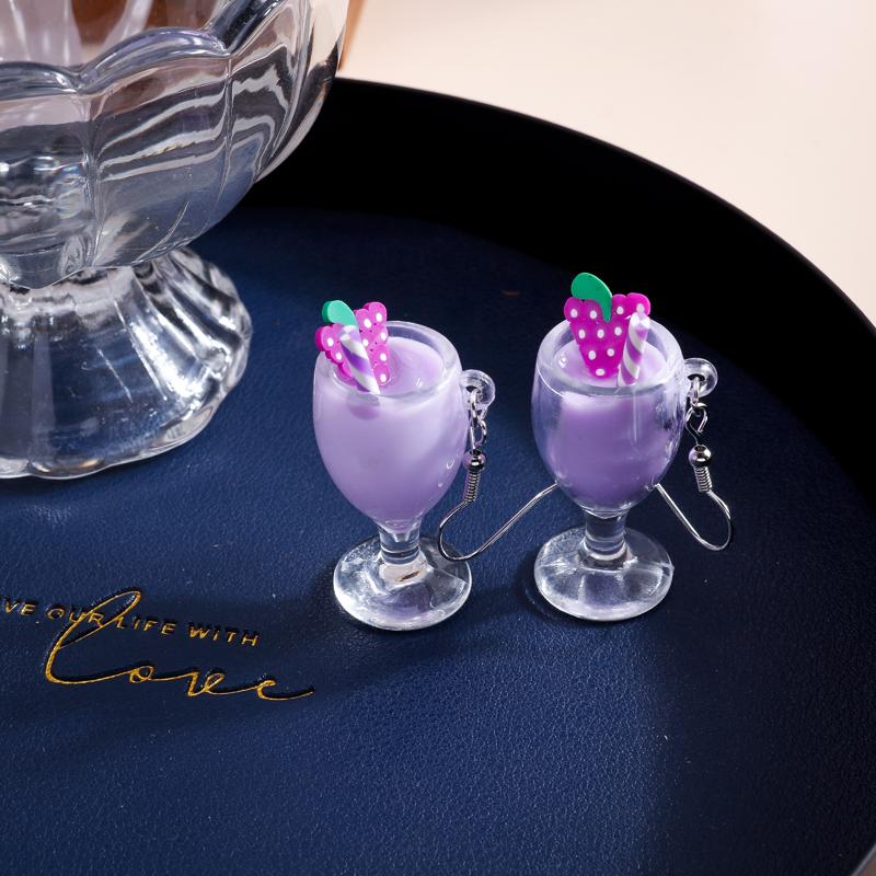Fashion Resin 3D Drink Cup Drop Earrings for Women Girl Beer Milk Tea Ice Cream Dangle Earrings Jewelry Gift