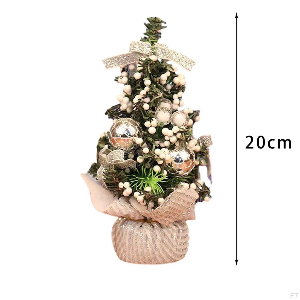 Desktop Christmas Tree with Base, Mini Artificial Decoration, Craft Miniature