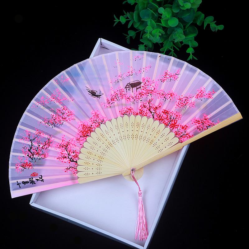 Children's Portable Pink & Blue Folding Dance Fan for Hanfu & Cheongsam