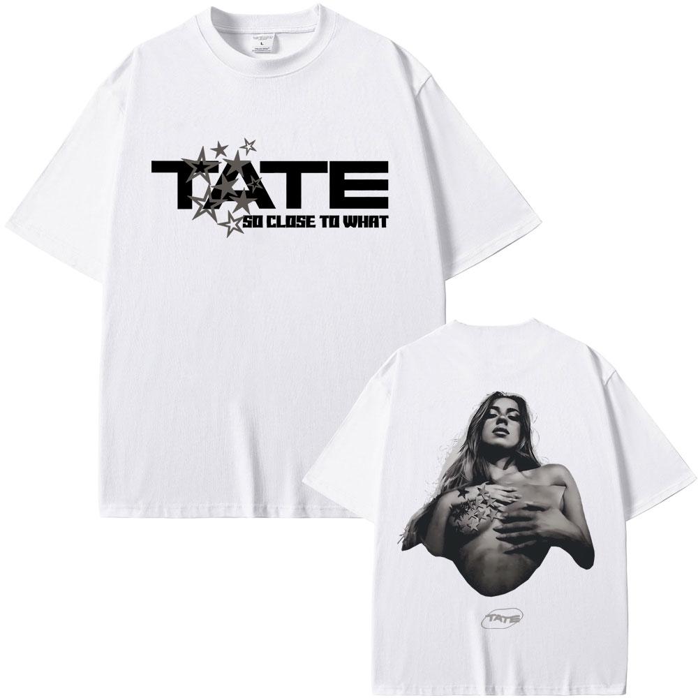 

Співачка Тейт Макрей Альбом Так близько до чого 2025 Світовий тур Принтовані футболки Чоловічі Жіночі Мода Поп-музика Футболки Оверсайз футболка L