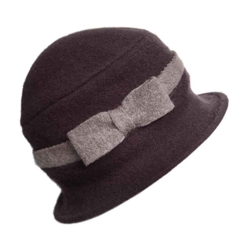 Autumn and Winter French Retro Bucket Hat Elegant Bow Decoration Wool Girl's Cap
