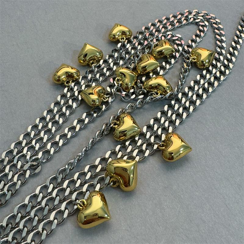 Niche High-End Metal Heart Pendant Necklace & Body Chain for Men and Women