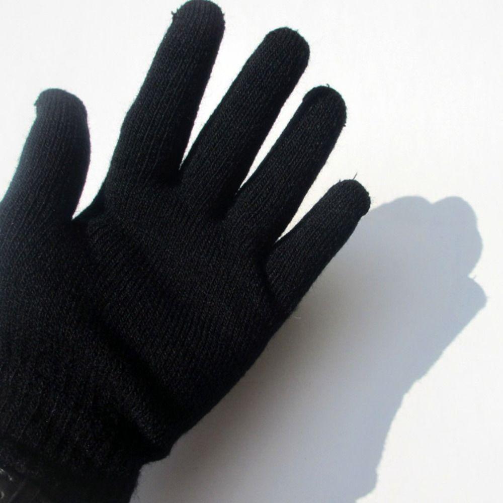 Plush Lining Full Fingered Gloves Thicken Women Men Mittens Ribbed Knitted Gloves  Cold Weather