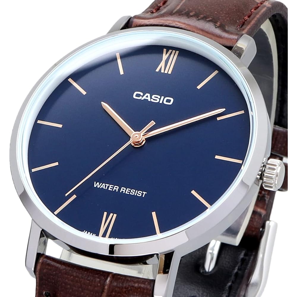 Casio LTP-VT01L-2B Women's Quartz Watch Navy Brown Leather Band Imported Model