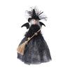 Halloween Witch Tree Topper Decoration Witch Holding Broom Ornament Witch with Mesh Spider