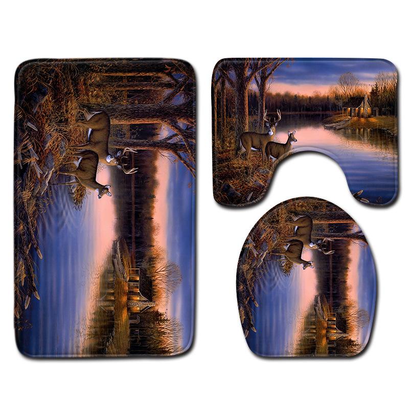 Animal Tree Print Bathroom Decorative Carpet Non-Slip Floor Mat Door Mat