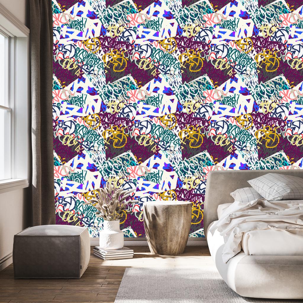 Stylish graffiti wallpaper for living room and bedroom 50x1000