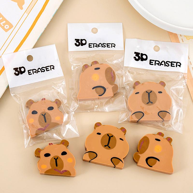10Pcs Kawaii Capybara Eraser Soft School Supplies Clean Mess Free Stationary Office Student Rubber Eraser For Kids Gift