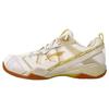 Li Ning Oövervinnerlig Nr. ACE Dämpning Halkskydd Låga Badmintonskor Herr Vit Guld AYAR015-4