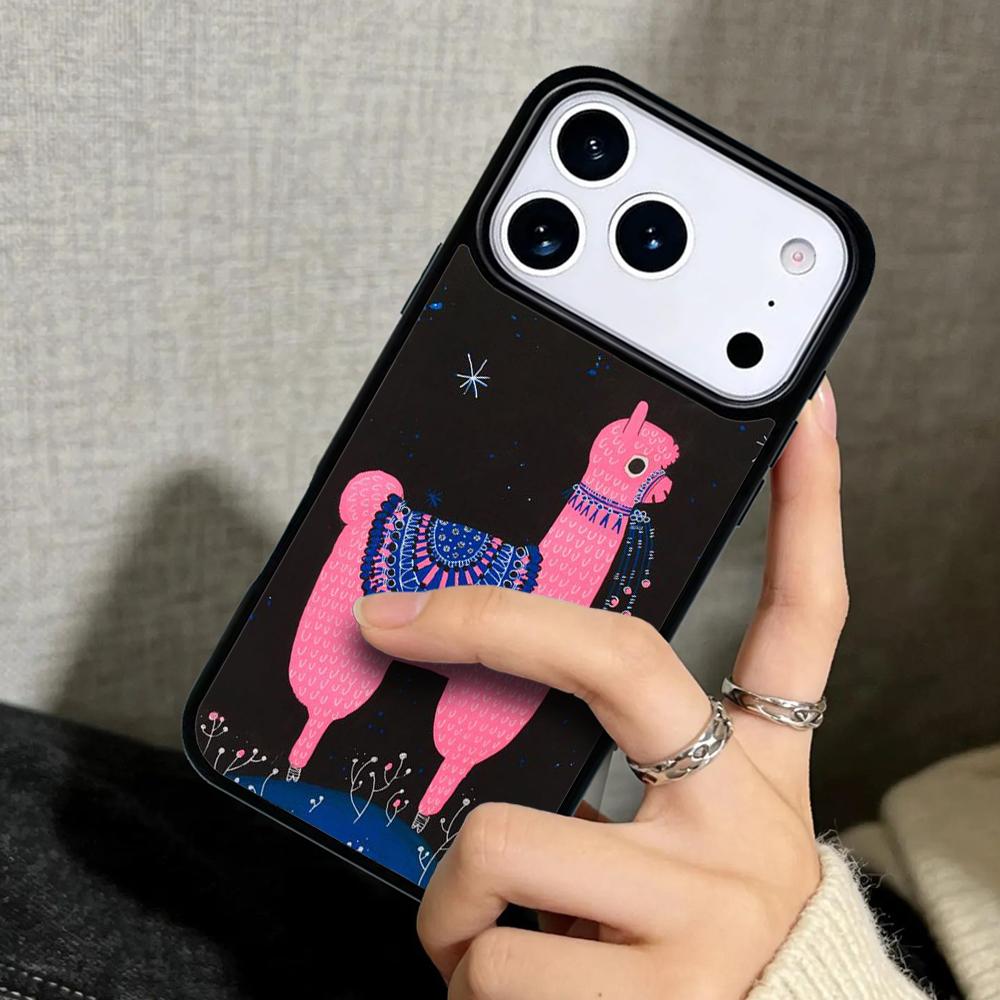 Capa Case for iPhone 17 Air 16 Pro Max 15 Plus 11 13 Mini 14 12 Back Phone Cover Happy Lama Travel No Prob Llama