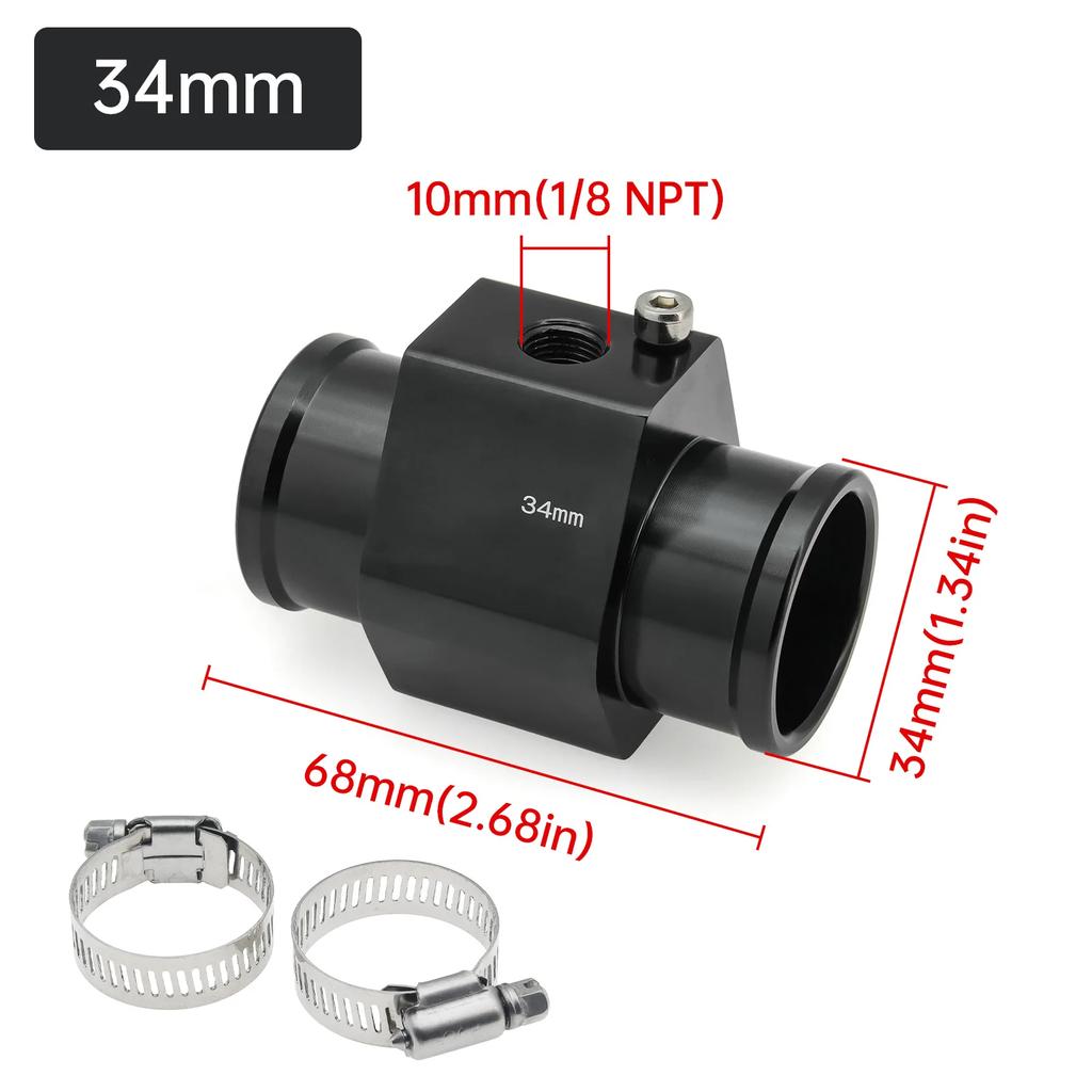 Water Temperature Sensor Adapter Pipe 28mm / 30mm / 32mm / 34mm / 36mm / 38mm / 40mm Gauge Radiator Hose Adapter Blue / Black