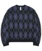 Nomanual Argyle Hairy Cardigan - Dark Navy