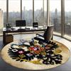 Russian Double Headed Eagle (5) Round Office Rug Decorative Floor Rug for Office Bedroom Living Room and Home Space