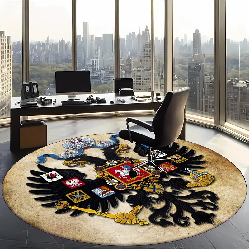 Russian Double Headed Eagle (5) Round Office Rug Decorative Floor Rug for Office Bedroom Living Room and Home Space