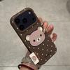 White Polka Dot Bear for Apple 17pro Mobile Phone Case 16proma X Soft Glue 13p Imitation Leather 12pro Cartoon
