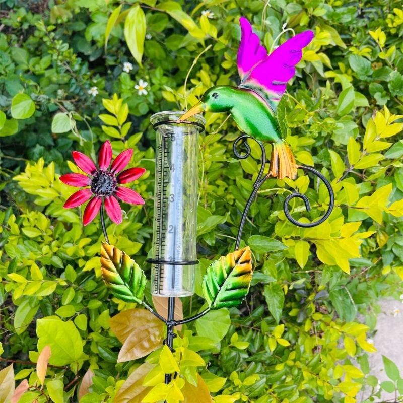Premium Metal Rain Measurement Instrument Showcasing A Pretty Bird Figure Perfect For Outside districts And Adornment