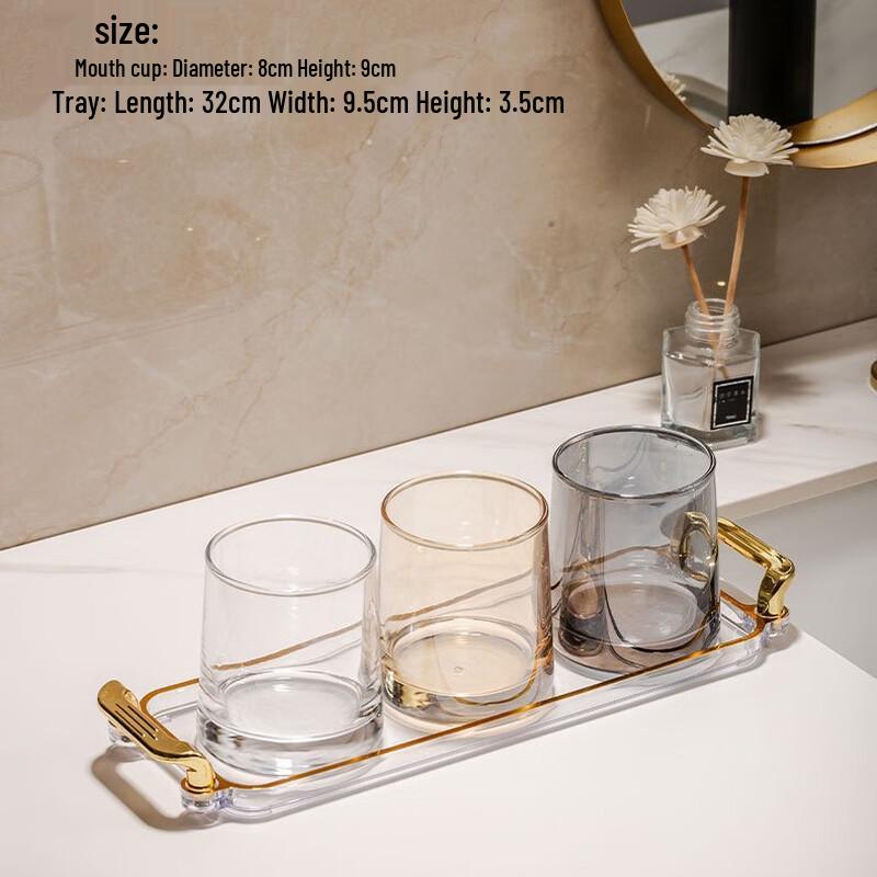 Trapezoidal Glass Rinse Cup Set