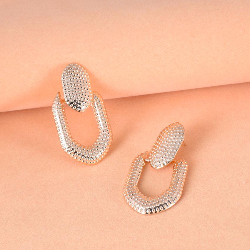 Versatile Euro-American Hip Hop Alloy Geometric Earrings - Bold Studs and Dangles Jewelry