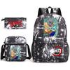 Demon Slayer Anime Print School Backpack Set 3Pcs Include Backpack Shoulder Bag Pencil Case for Boys Girls Students