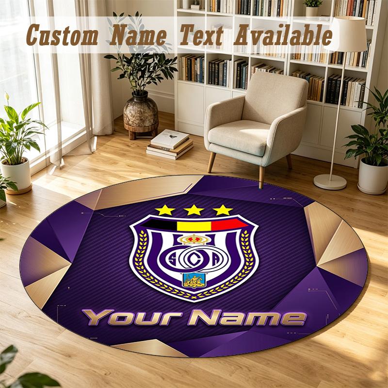 Round Rug Custom NameAnderlecht FC Pattern Non Slip Carpet Home Floor Decor