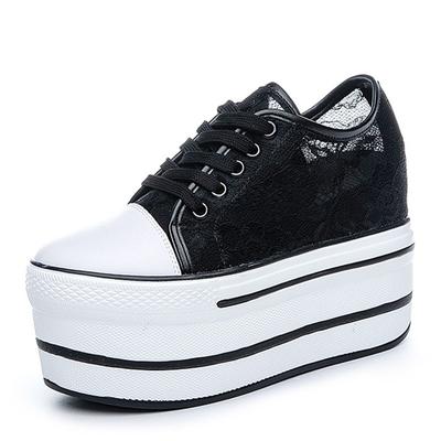 Mode Frauen Flache Plattform Schuhe Mode Spitze Atmungs Frau Chunky Schuhe Weiß/Schwarz Sommer Turnschuhe 2024 Frauen Plattform Schuh
